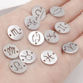 12 Zodiac Stainless Charm Steel Silver Gold Mirror Polished Necklace Bracelet Pendant Charm for DIY Jewelry