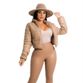10% OFF S-2XL Autumn and Winter New Elastic Leather Bread Jacket Down Padded Jacket Women's Jacket PU Coat