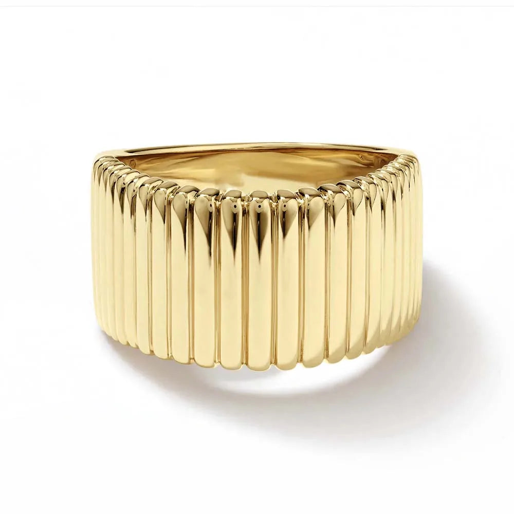 Milskye Engagement Jewelry Fashion Fine for Women 925 Silver 18K Gold Ribbed Tapered Barrel Rings