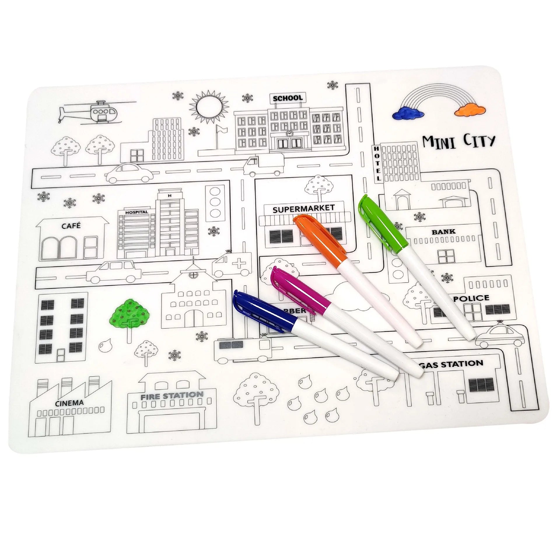 Non Slip Washable and Reusable Food Grade Kids Placemats Silicone Coloring Doodle Fun Pad Table Mat for Kids Drawing Painting