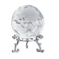 Hot sale World Globe Crystal Ball 6cm Paperweight Glass Earth Decorative Balls with Metal Stand Decor for Home Office Table