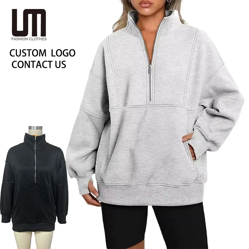 2025 Women's Y2K Winter/Autumn Custom Logo Sweatshirt - Zipper Pullover (Oversized Streetwear)