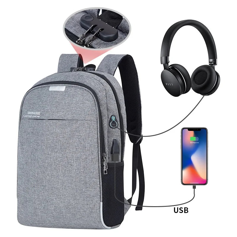 2026 New Fashion Men Business Security Black Mochila School Laptop Backpack 1pc/poly Bag Accept Customized Logo
