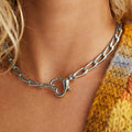 Ins Choker Chain Stainless Steel Clasp Design Heart Necklace Clasp Thick Chunky Links Bracelet With Lobster Heart Clasp Chain