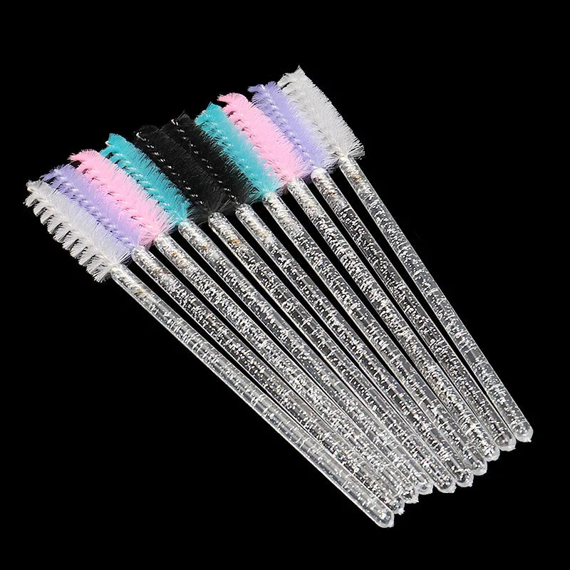 50pcs Disposable Eyelash Brushes Mascara Crystal Wands Eye Lash Eyebrow Applicator Cosmetic Makeup Brush Tool Kits