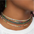 Layered Copper Choker Necklace Gold Plated CZ Link Chain Geometric Collar Jewelry for Women Party Gift