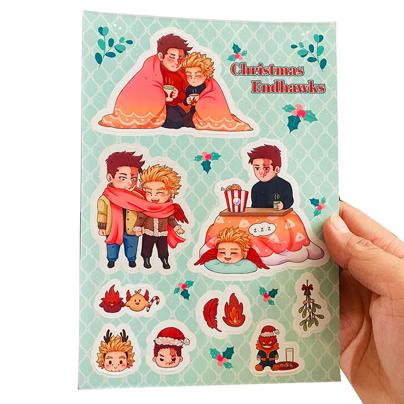 Custom Waterproof Full Color Vinyl Adhesive Stickers Sheet with Die Cut Shape Weather Resistant for Christmas Craft Outdoor Use