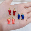 JS1932 Dainty 18K Gold Plated Enamel Jellyfish Zircon CZ Micro Pave Fish Marine Life Dangle Charms for DIY Jewelry Making