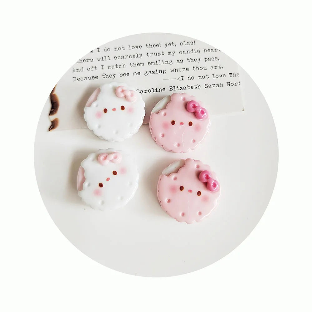 23mm Bow Tie Biscuit Resin Charms Kawaii Cabochon Cartoon Cream Cookies Food Figurines Jewelry Supplies