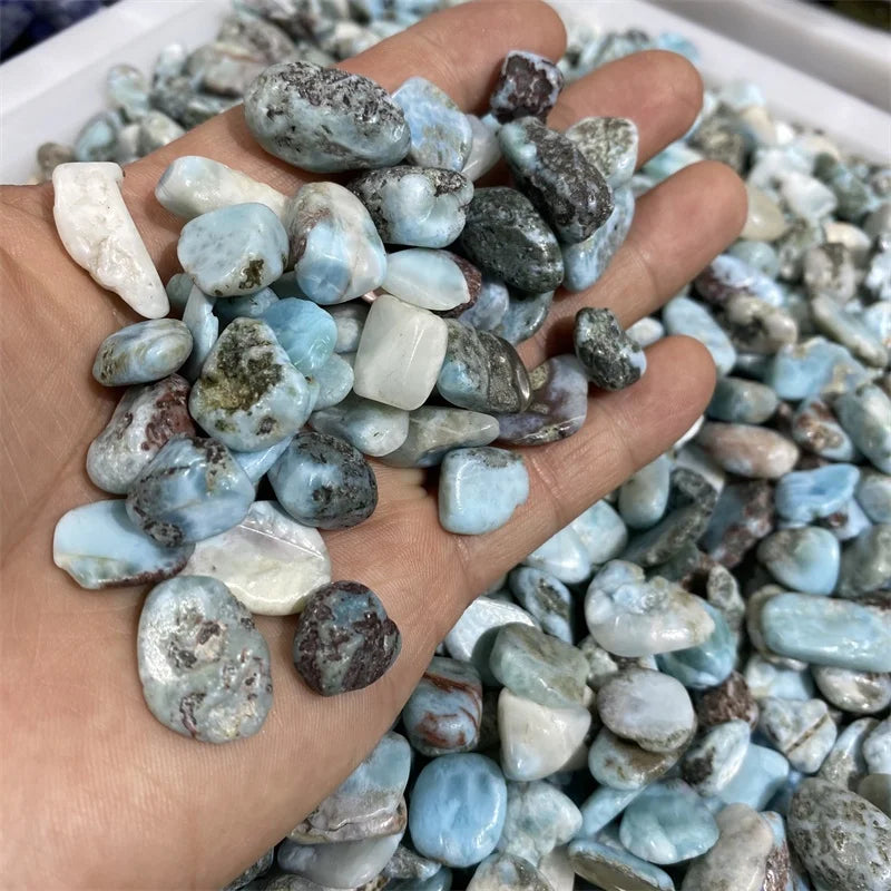 Wholesale Natural Polished Crystal Larimar Gravel Tumbled Stones