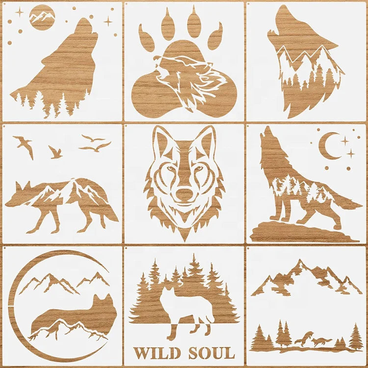Large Stencils for Painting on Wood Forest Mountains Pine Tree Pattern Plastic Templates Reusable