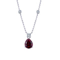 Messi Gems MSN-547 Custom Jewelry Pear 3CT Lab Grown Ruby Gemstone 18K Gold Lab Diamond Necklace