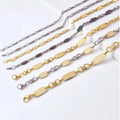 Fancy Stainless Steel PVD Gold Plated Handmade Flat Chain Atmosphere Unisex Necklace Bracelet Punk Jewelry Set for Men & Women