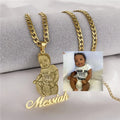 Lateefah OEM Custom Frosted Photo Name Stainless Steel  Kids Picture PVD Plated Necklace for Family Memory Gift