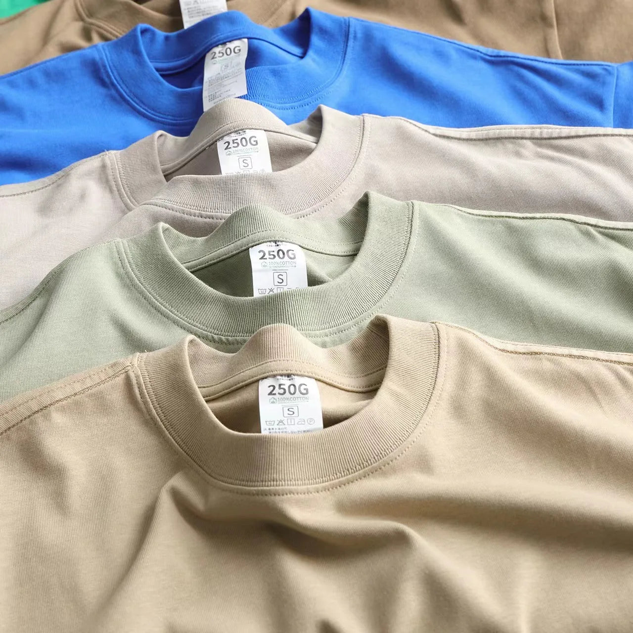 LS Custom Men's Heavyweight T-Shirt 100% Pima Cotton Mock Neck Oversize with Screen Printing High Quality Knitted Fabric