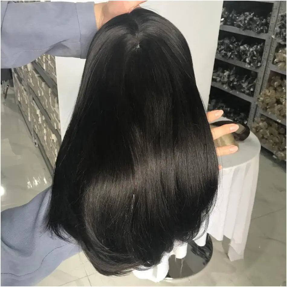 Vendors Cuticle Aligned Natural 1B Color in Stock 7x8 Silk Base Topper Unprocessed Raw Hair Toupee