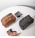 PU Leather Cowboy Pattern Handheld Half Round Makeup Bag with Large Capacity High Luxury Portable Toilet and Storage Bag