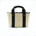 Wholesale Fashion Handmade Straw Bucket Bag with Webbing Handle Summer Straw Crossbody Bag for Lady