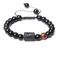 Unisex Adjustable Bracelet 12 Zodiac SignsTrendy Black Stone Beads Agate Main for Gift Wholesale Charm Charm