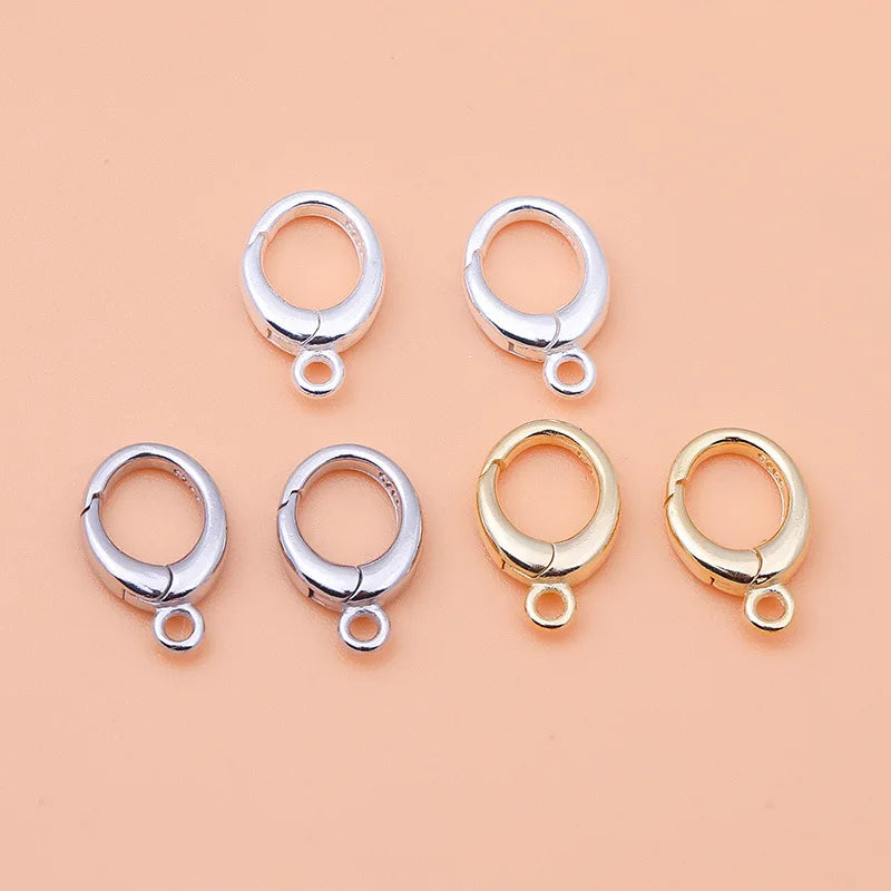 Classic 925 Sterling Silver Oval Spring Clasps With Loop Bracelet Tail Clasp Handmade Necklace Jewelry Accessories Wholesale