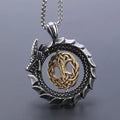 Stainless Steel Norse Viking Rotate Pendant Necklace Viking Rotatable Yggdrasil Tree of Life Serpent Snake Dragon Pendant Charm