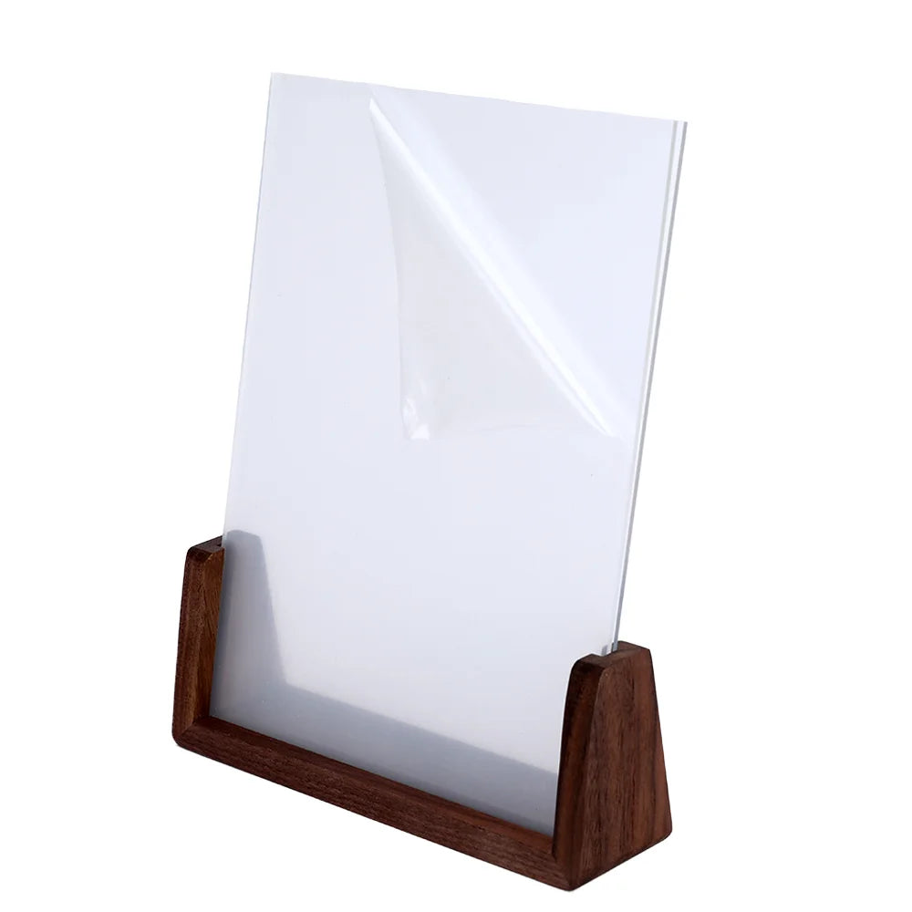 Solid Wood Walnut Photo Frame U-Shaped Acrylic Display for Home Office Decor 5x7 and 8x6 Picture Frames