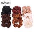 KUACHI Wholesale Cheap Large Hair Scrunchies Set Solid Color Ladies Fashion Custom Satin Scrunchies