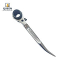 LINYI QUEEN 19/21mm CRV Box Socket Ratchet Wrench Short Curved Drop Forged Carbon Steel Handle with Satin Mat Nickel Plating