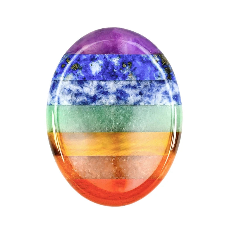 Natural Worry Stone Finger Massage Tool Crystal Massage Chakra Set Oval Thumb Stone for Relaxation