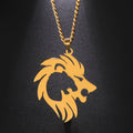 Myshape Stainless Steel Punk Tiger Lion Head Pendant Necklace Women Men Couple Necklace for Wedding Engagement Birthday