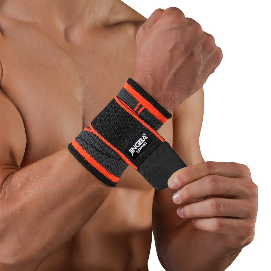 JINGBA Customized Wholesale High Elastic Wrist Guard Strap Powerlifting Strength Training Wide Compressed Weight Lifting High
