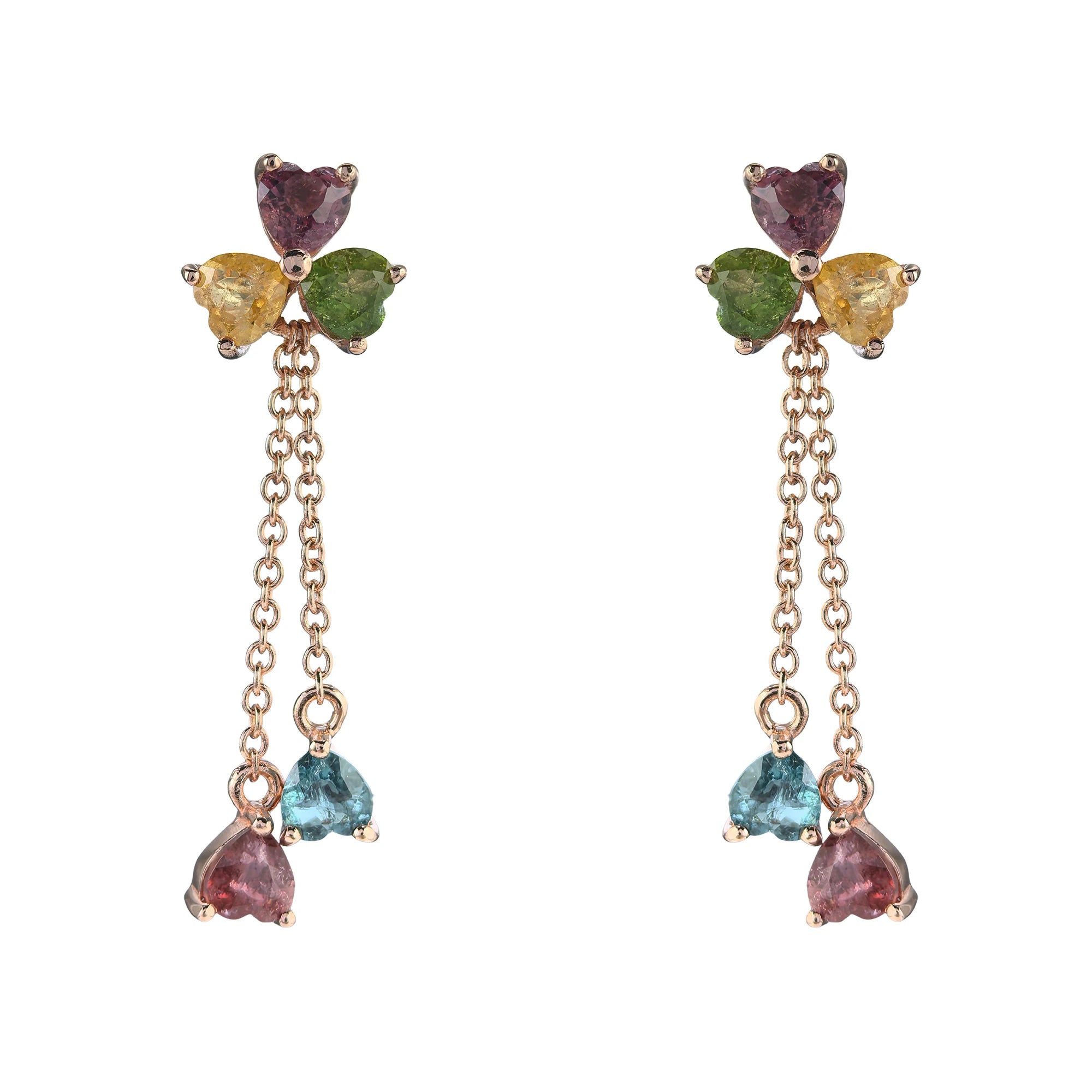 Elegant Rose Gold Plated 925 Silver Jewelry Natural Tourmaline Clover Drop Earrings for Women Gifts