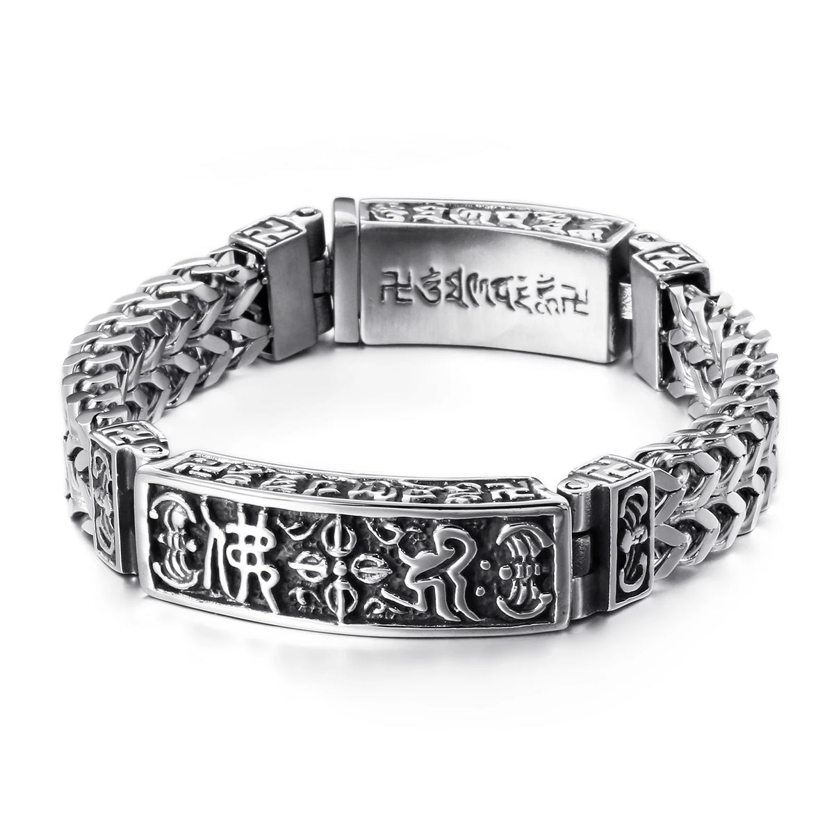 KALEN Stainless Steel Retro Buddhist Sutra Bracelet Men MegaBDM