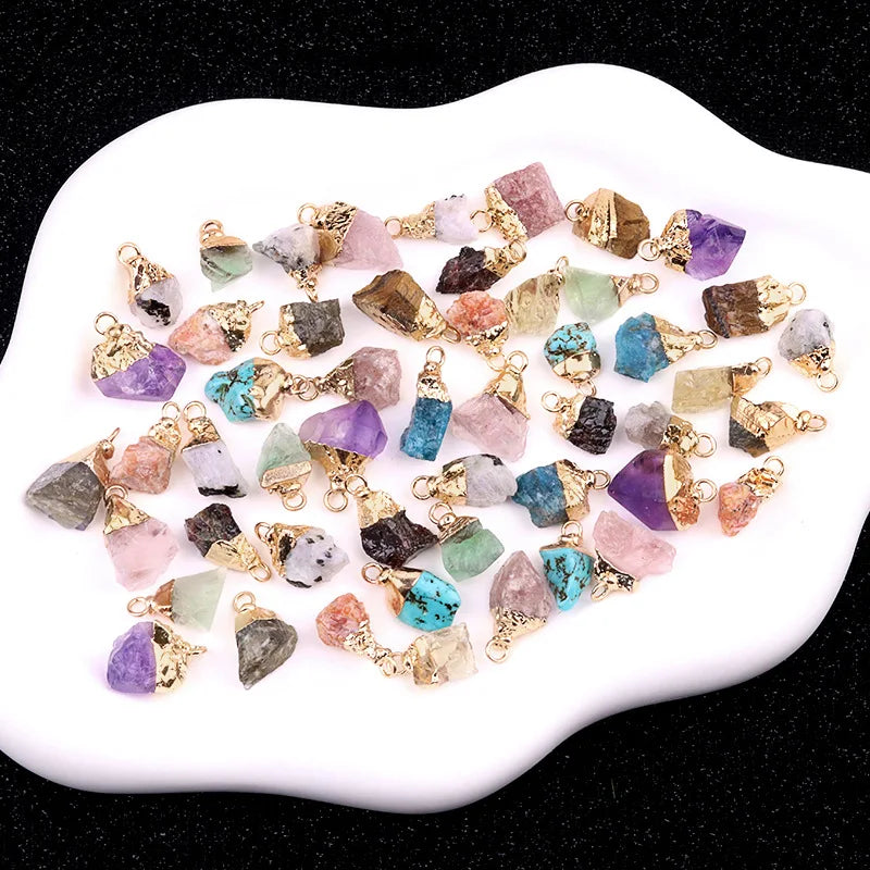 Fashion Rough Crystal Charms Pendant Natural Irregular Stone Necklace Jewelry Making Pendant Raw Gemstone