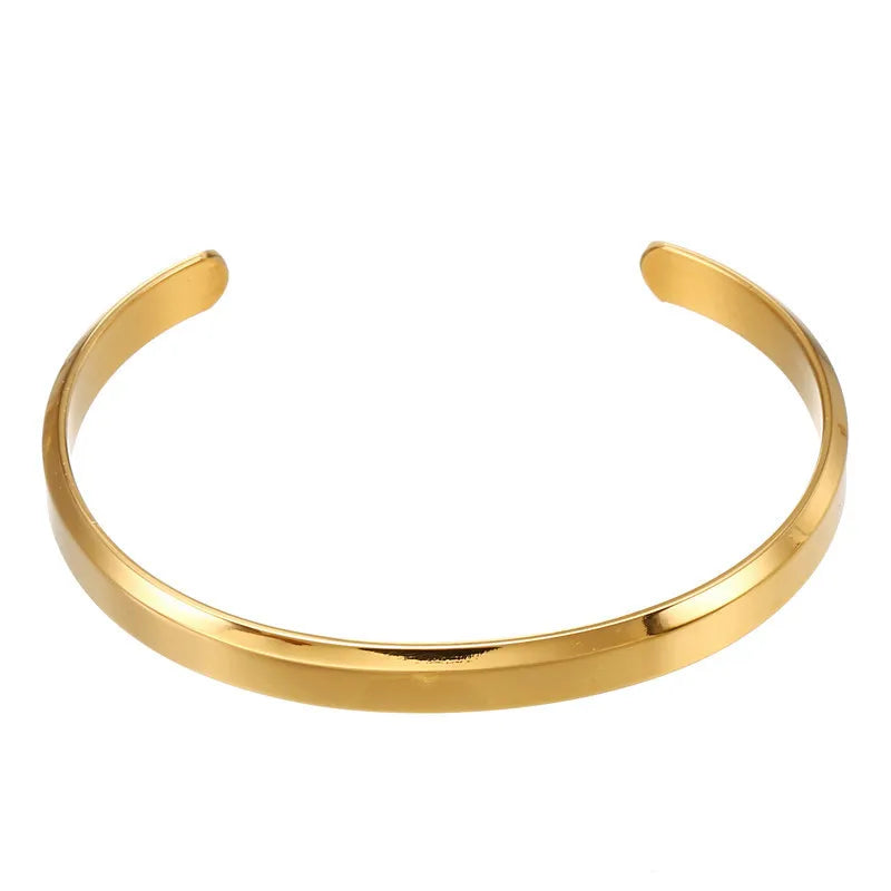 Factory Outlet 3 Color Fashion Simple Titanium Steel Bracelet 18k Gold Plated Open Bracelet Jewelry