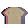 US Size S-5XL 260g Streetwear Blank Vintage Washed Tee 100%Cotton Mens Boxy Oversized Distressed Tshirt