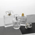 Flat Square Round Screw Luxury 30 ml 50 ml 100 ml Perfume Glass Bottle with Aluminum Magnetic Cap
