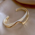 Zooying Light Luxury White Shell Plate Double Layered Bracelet Curved Metal Texture Bracelet Jewelry