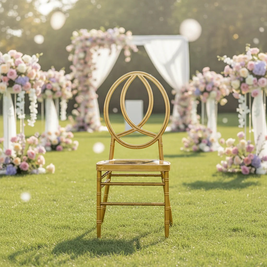Wholesale Phoenix Chair for Wedding Banquets Gold Iron Metal Round Back for Rental Service in Living Room Apartment Villa