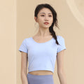122172003 Baiwu Yoga Tops Gym Fitness Sets Workout Short Sleeve Exercise Top