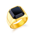 Fashion New Design Minimalist Ring Men's Geometric Stainless Steel Agate Ring Jewelry