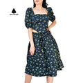Women's Clothing Manufacturer Black Floral Print Two Piece Skirt and Shirt Top Set Long Skirt Suit for Women for Women