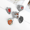 Hot New Creative Cartoon Heart Rib Shape Series Alloy Accessories Soft Enamel Lapel Pin