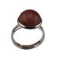 Dainty Syn.Goldstone Gemstone Copper Alloy Ring for Women Men Classic Engagement Round Cabochon Healing Reiki