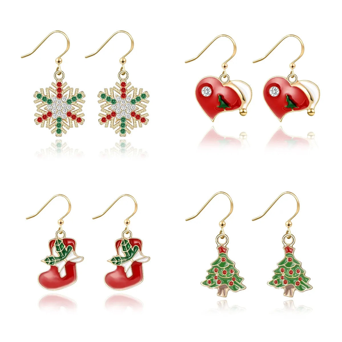 Fashion Christmas Jewelry Gift Enamel Statement Dangling Pearl Rhinestone Earring Hooks Women Gold Plated Enamel Drop Earrings