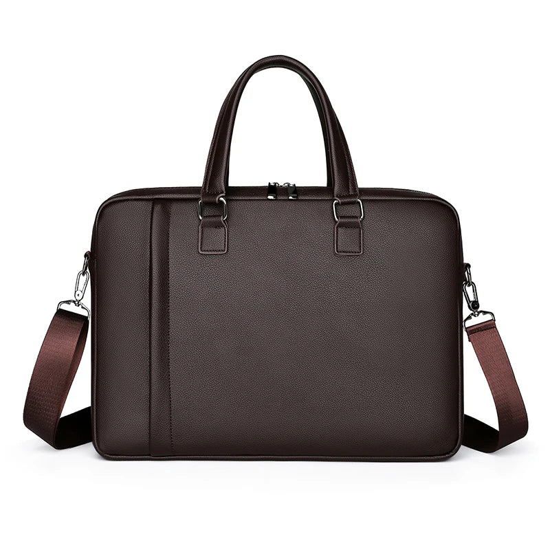 Men's PU Leather Laptop Briefcase Bag Business-Style Notebook Sleeve