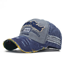 Fashion Old Torn Frayed Edge Visor Couple Hat Letter Custom Logo Embroidered Baseball Cap