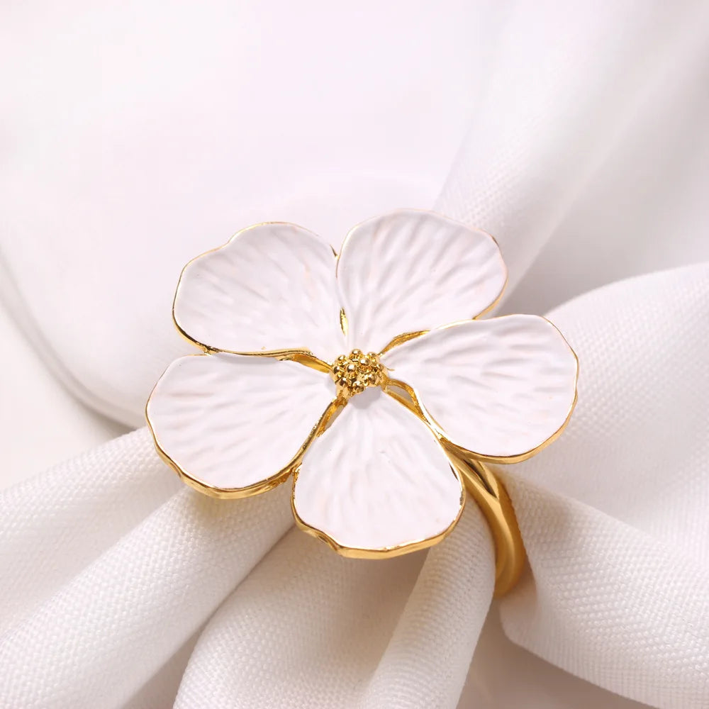 Tabletex Flower Napkin Ring Eco-Friendly Metal Napkin Ring Holder Gold Dinner Napkin Rings for Restaurant Wedding
