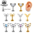 New G23 Titanium Piercing 16G Butterfly Shape Internal Thread Nose Studs Ear Tragus Helix Cartilage Women Earrings Body Jewelry