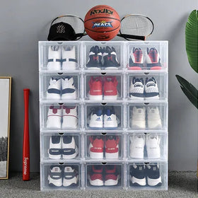 Magnetic Drop Front Shoe OrganiZers Plastic Boxing Shoes Box Container Stackable Shoe Racks